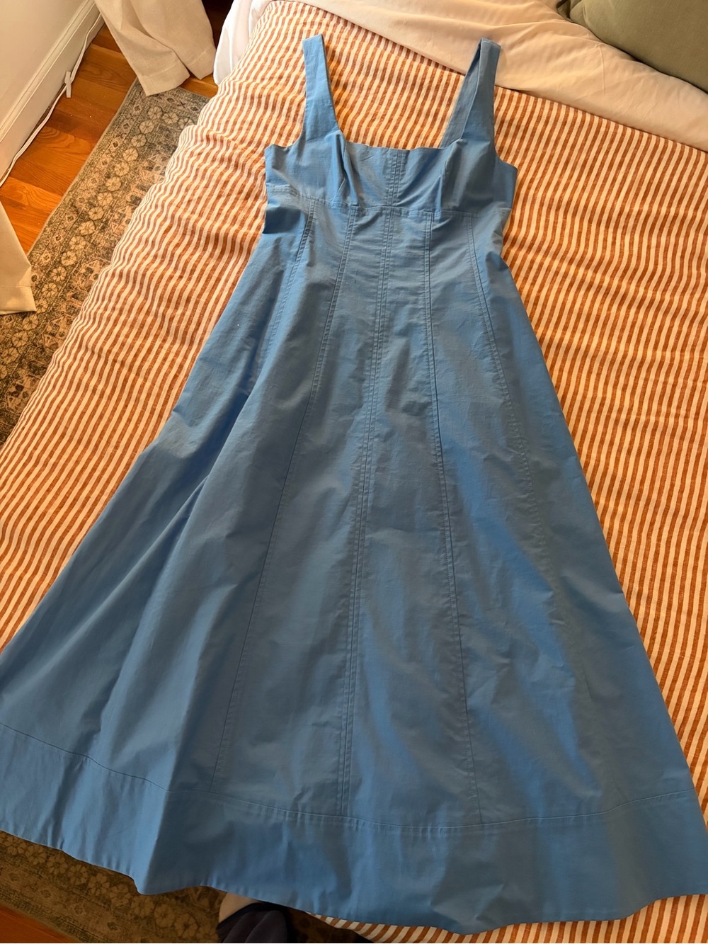 Banana Republic Sky Blue A-Line Midi Dress with Wide Straps